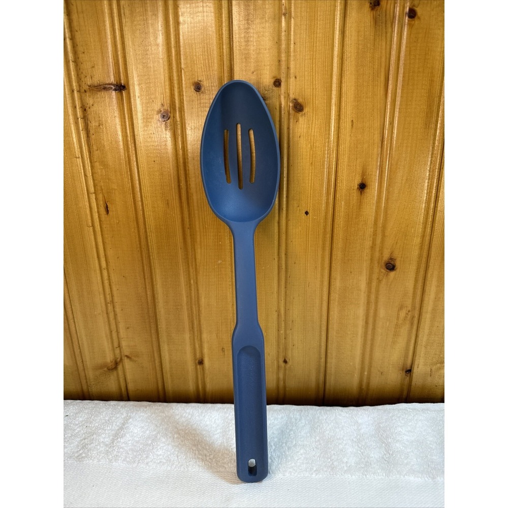 Pampered Chef Blue Nylon Slotted Serving Spoon 13"